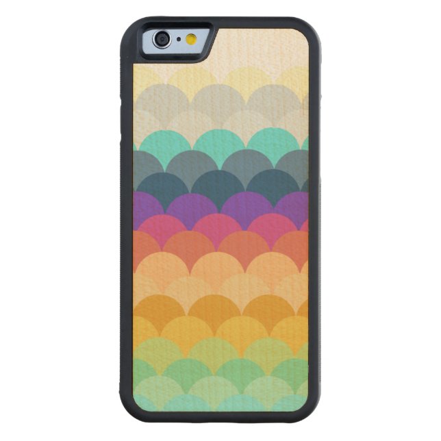 Colourful Scalloped Carved Wood iPhone Case (Back)