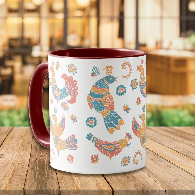 Colourful Scandinavian Boho Bird Pattern Mug (Creator Uploaded)