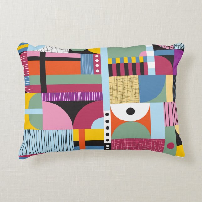 Colourful Scandinavian: Cheerful Pattern Mix. Decorative Cushion (Front)