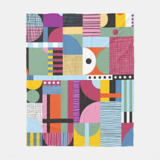 Colourful Scandinavian: Cheerful Pattern Mix. Fleece Blanket