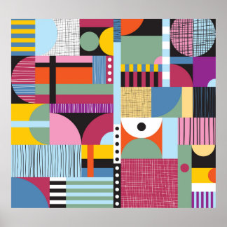 Colourful Scandinavian: Cheerful Pattern Mix. Poster