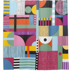 Colourful Scandinavian: Cheerful Pattern Mix. Shower Curtain