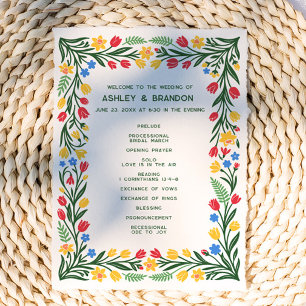 Colourful Scandinavian Wildflower Floral Wedding Programme