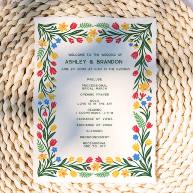 Colourful Scandinavian Wildflower Floral Wedding Programme (Creator Uploaded)