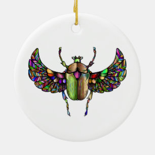 Colourful scarab ceramic tree decoration
