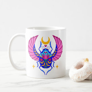 Colourful Scarab folk art coffee mug