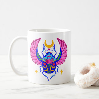 Colourful Scarab folk art coffee mug