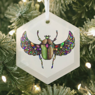 Colourful scarab glass tree decoration