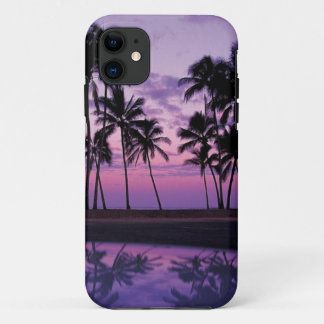Colourful Scene of Palm Trees at Sunset iPhone 11 Case