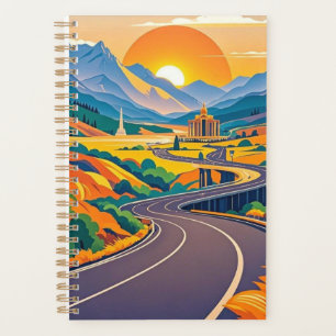 Colourful Scenic travel adventures on winding road Planner