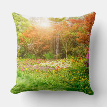 Colourful Scenic Waterfall Landscape Pillow