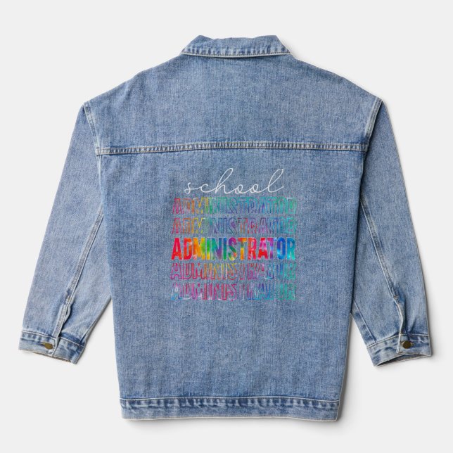 Colourful School Administrator Admin Squad School  Denim Jacket (Back)