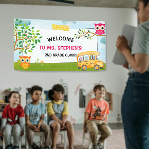 Colourful School Bus Teacher Classroom Welcome Sig Banner