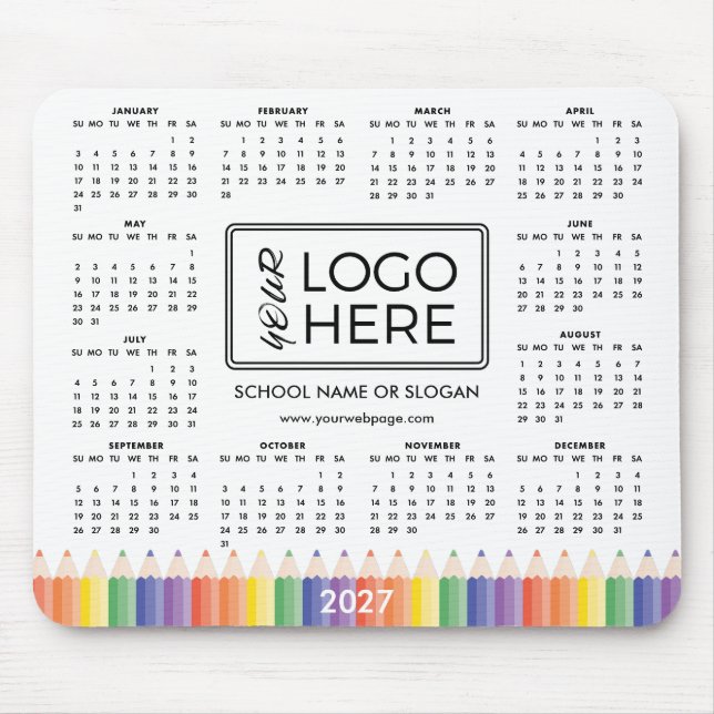 Colourful School Logo 2027 Calendar Mouse Pad (Front)