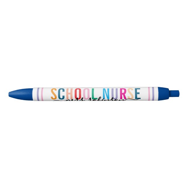 Colourful School Nurse Pen with Custom Name (Front)