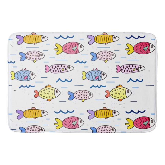 Colourful School of Fish Bath Mat (Front)