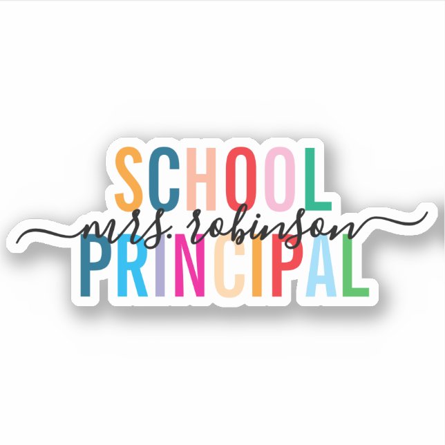 Colourful School Principal Personalised Script Nam (Front)