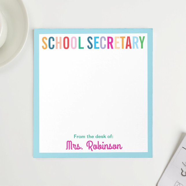 Colourful School Secretary From the Desk of Notepad (Creator Uploaded)