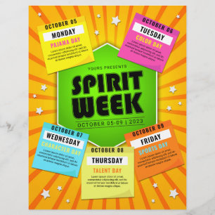 Colourful School Spirit Week Event Calendar Flyer