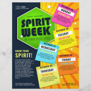 Colourful School Spirit Week Event Calendar Flyer