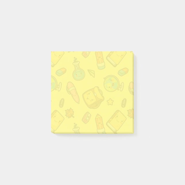 Colourful School Supplies Pattern Post-it Notes (Front)