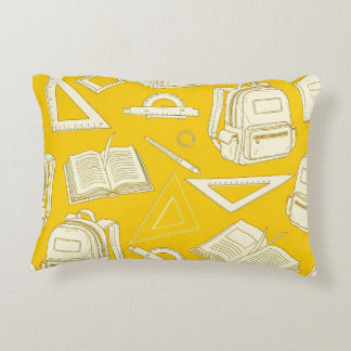 Colourful School Supplies Seamless Pattern Decorative Cushion