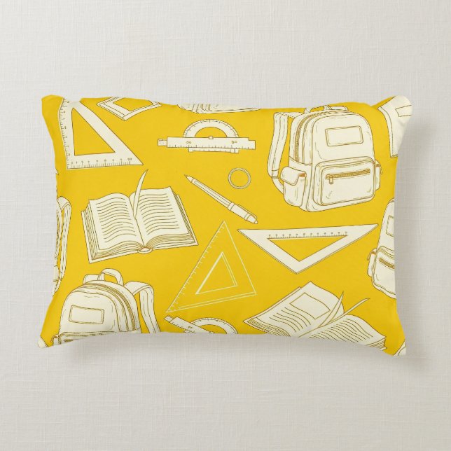 Colourful School Supplies Seamless Pattern Decorative Cushion (Back)