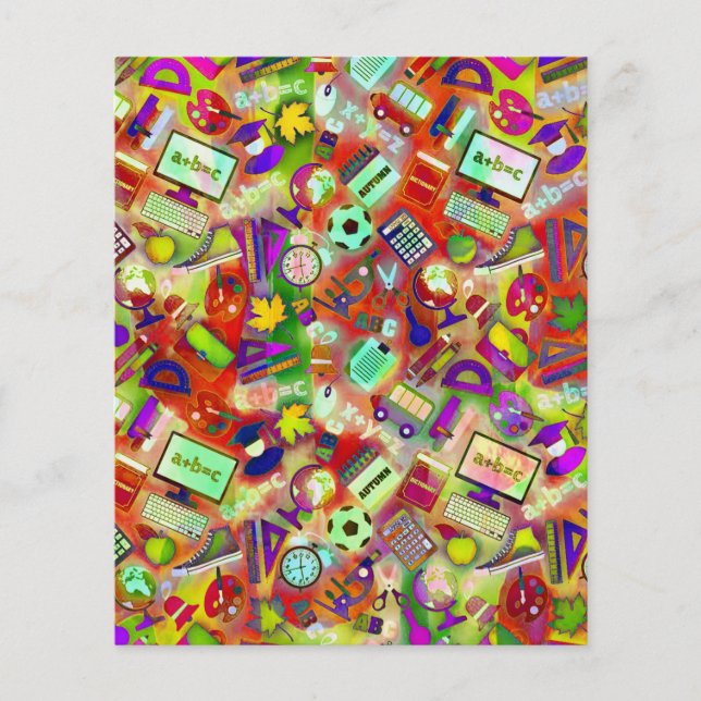 Colourful school theme scrapbook background paper (Front)