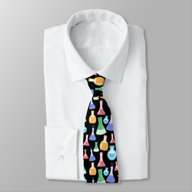 Colourful Science / Chemistry Pattern  Neck Tie (Tied)