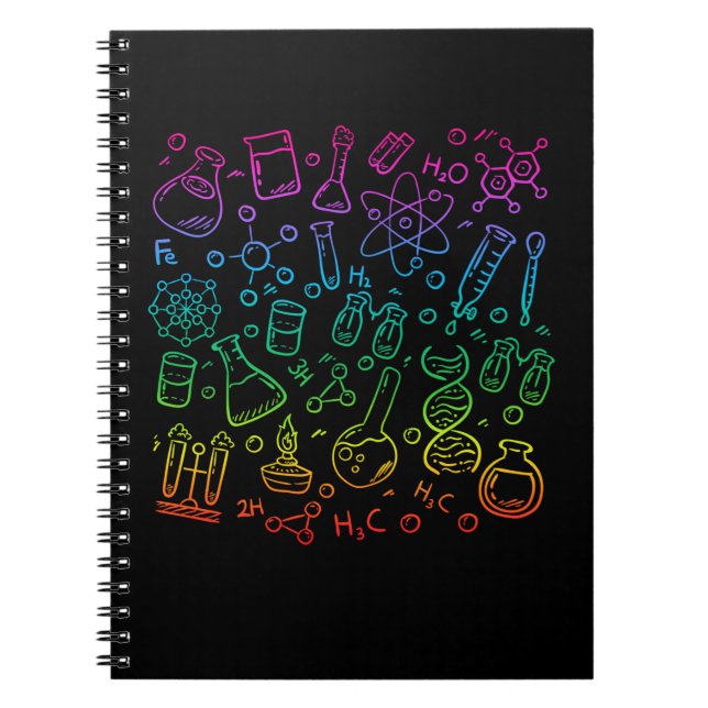 Colourful Science Symbols Chemistry Physics Notebook (Front)