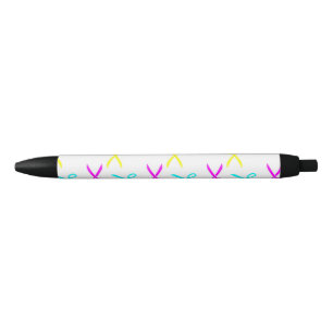 Colourful scissors on white black ink pen