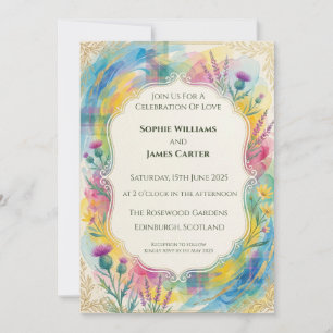 Colourful Scottish Wildflower Wedding Invitation