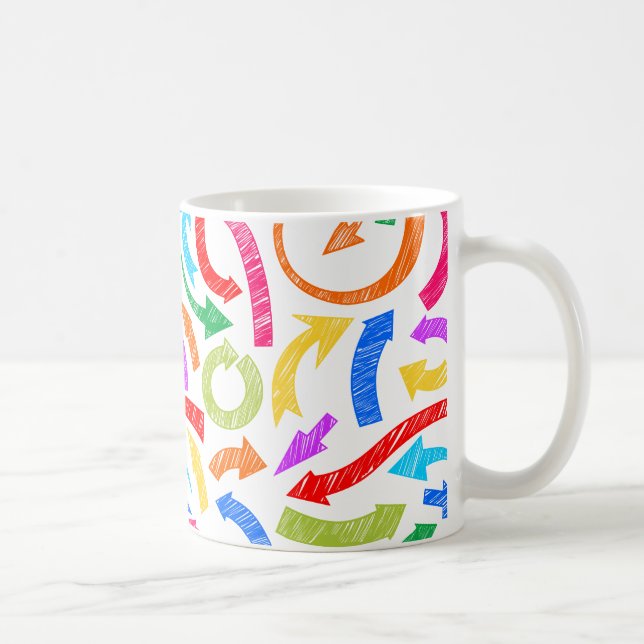 Colourful scribbled arrows coffee mug (Right)