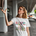 Colourful Script Love like Jesus  T-Shirt<br><div class="desc">tep into the world of faith and fashion with our "Love Like Jesus" Christian T-shirt. This christian women tshirt merges trendy aesthetics with a powerful message, featuring love letters intricately woven into a vibrant composition of colourful flowers. Express your devotion in a modern and chic way, making a bold and...</div>