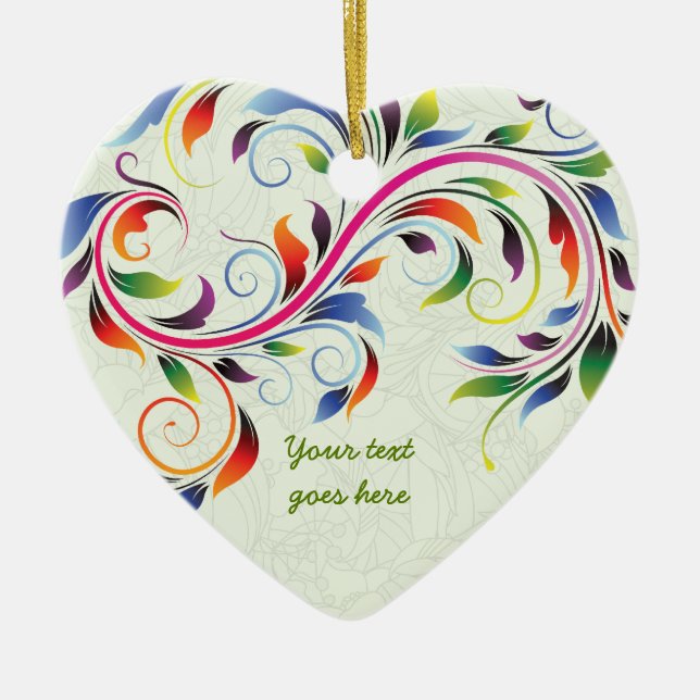 Colourful scroll leaf, lime floral retro ornament (Front)