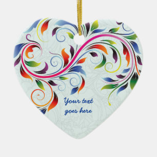 Colourful scroll leaf, pale blue floral ornament