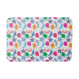 Colourful Sea Animals Illustration Pattern Bath Mat