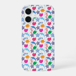 Colourful Sea Animals Illustration Pattern iPhone 16 Case