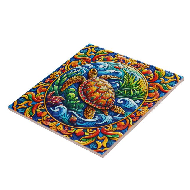 Colourful Sea Creatures Decorated in Vibrant Tiles (Side)