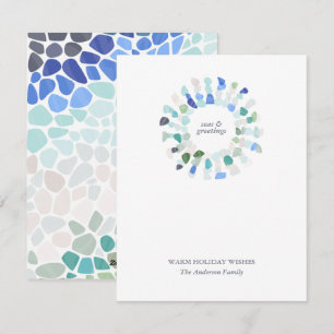 Colourful Sea Glass Christmas Wreath Holiday Card