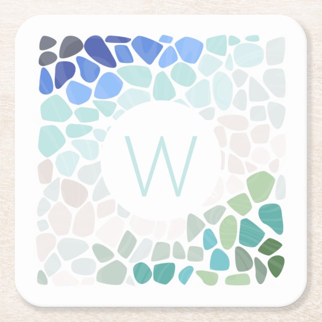 Colourful Sea Glass Coaster (Front)