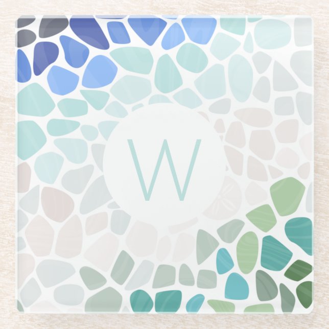 Colourful Sea Glass  Coaster (Front)