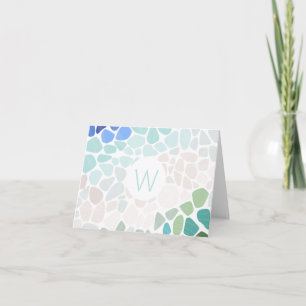 Colourful Sea Glass Glass Monogram Note Card