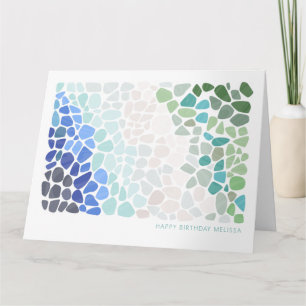 Colourful Sea Glass Happy Birthday Card