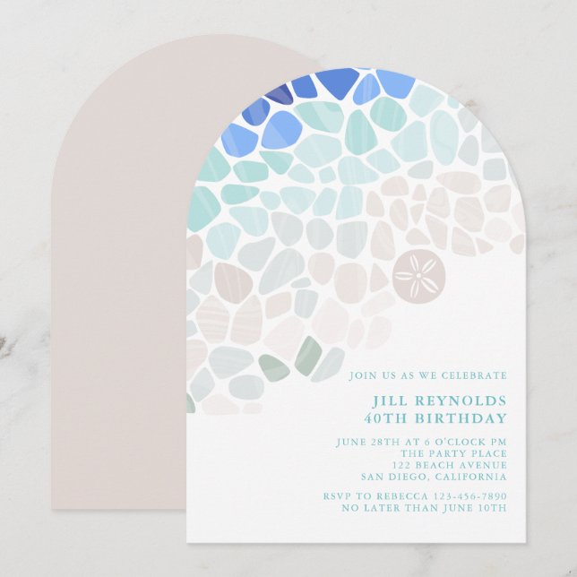 Colourful Sea Glass Invitation (Front/Back)
