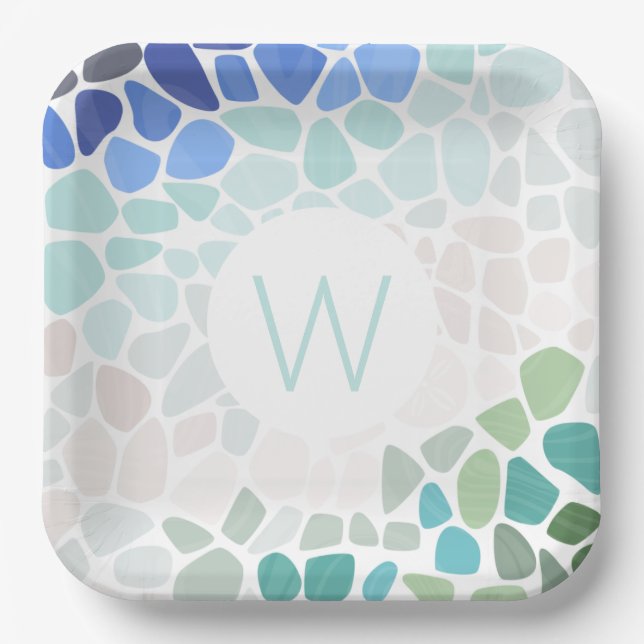 Colourful Sea Glass Paper Plate (Front)