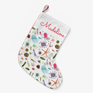 Colourful Sea Life   Add Your Name Small Christmas Stocking