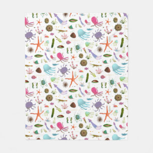 Colourful Sea Life Fleece Blanket
