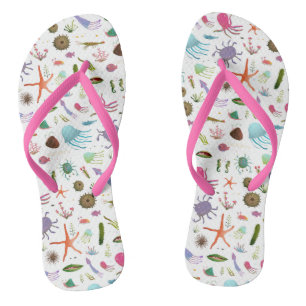 Colourful Sea Life Flip Flops