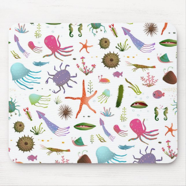 Colourful Sea Life Mouse Mat (Front)